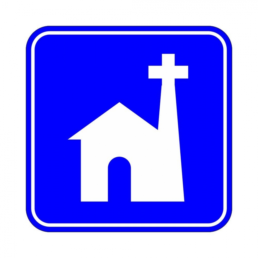 Letrero informativo con poste en lámina galv. Alta intensidad prismático ( Iglesia)
