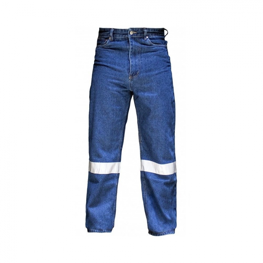 Pantalón de mezclilla azul con cinta reflectiva serie ”Hard Work” Pantalón de mezclilla azul con cinta reflectiva serie ”Hard Work”