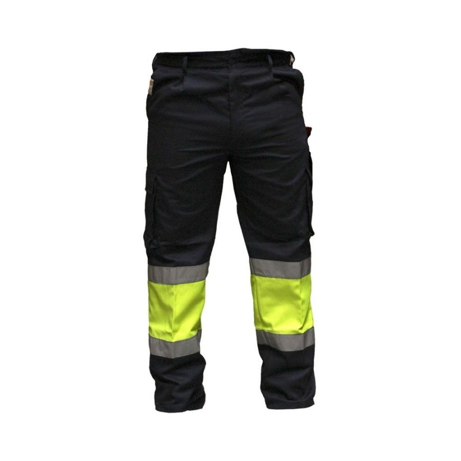 Pantalón tipo cargo, con cintas de alta visibilidad gris