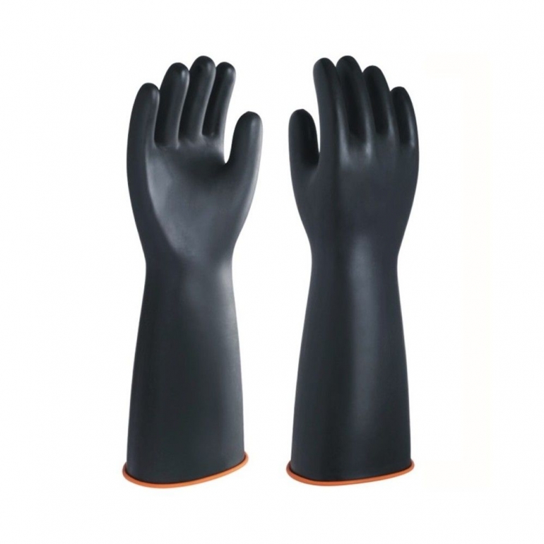  ROYAKI Guantes de limpieza resistentes a productos químicos,  juego de 2 pares de guantes de trabajo protectores de goma negra para  lavavajillas, guantes de laboratorio resistentes para uso general, talla L 